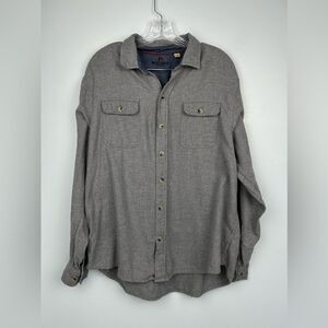 Woolrich Gray Flannel Long Sleeve Button Up Shirt 100% Cotton Men’s Sz XL